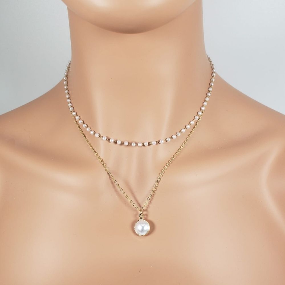 Brand New Pearl With Gold Necklace